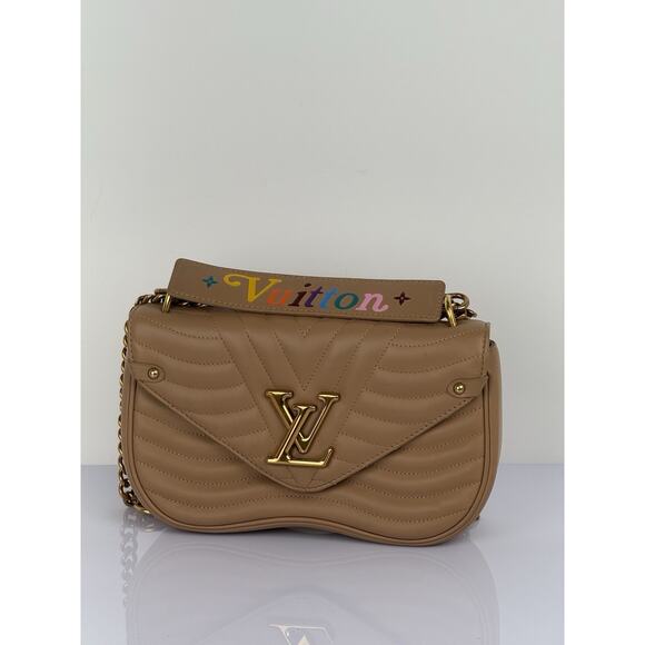 LOUIS VUITTON Beige Leather New Wave Chain Strap MM Noisette Shoulder Bag - Picture 1 of 16